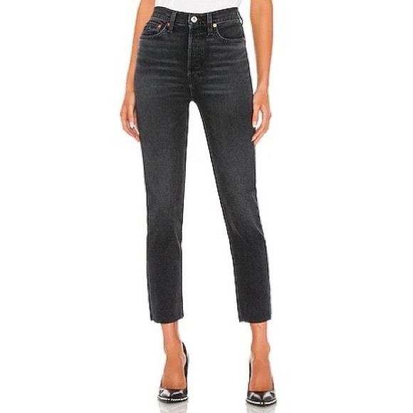 Re/Done 90s High-Rise Ankle Crop Jeans Size 24 Black